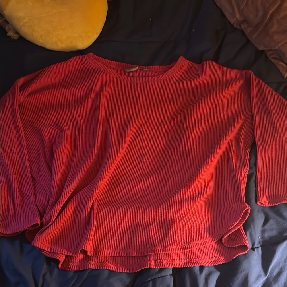 Soho Red Boxy 3/4 Sleeve Sweatshirt